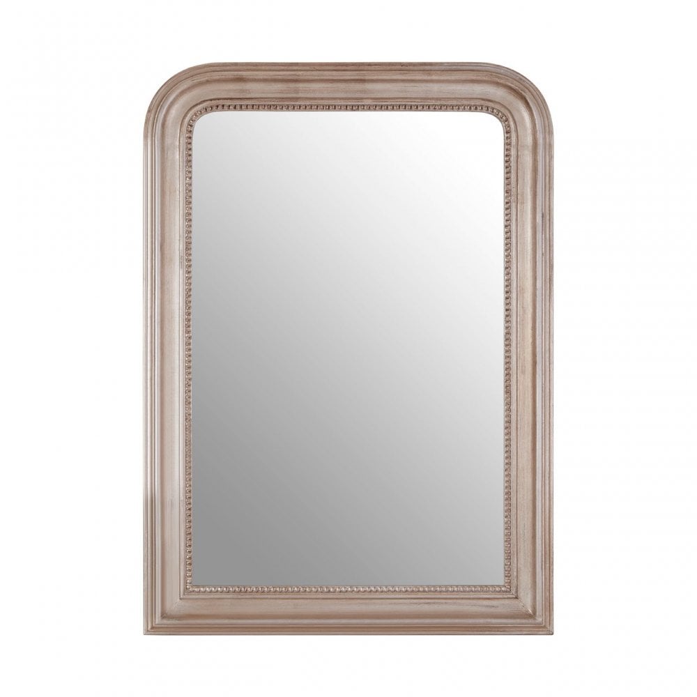 Gaia Silver Wood Wall Mirror, Mirrored, Wood, Silver