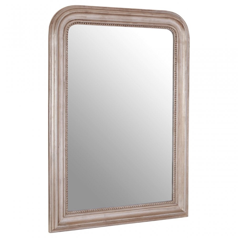 Gaia Silver Wood Wall Mirror, Mirrored, Wood, Silver