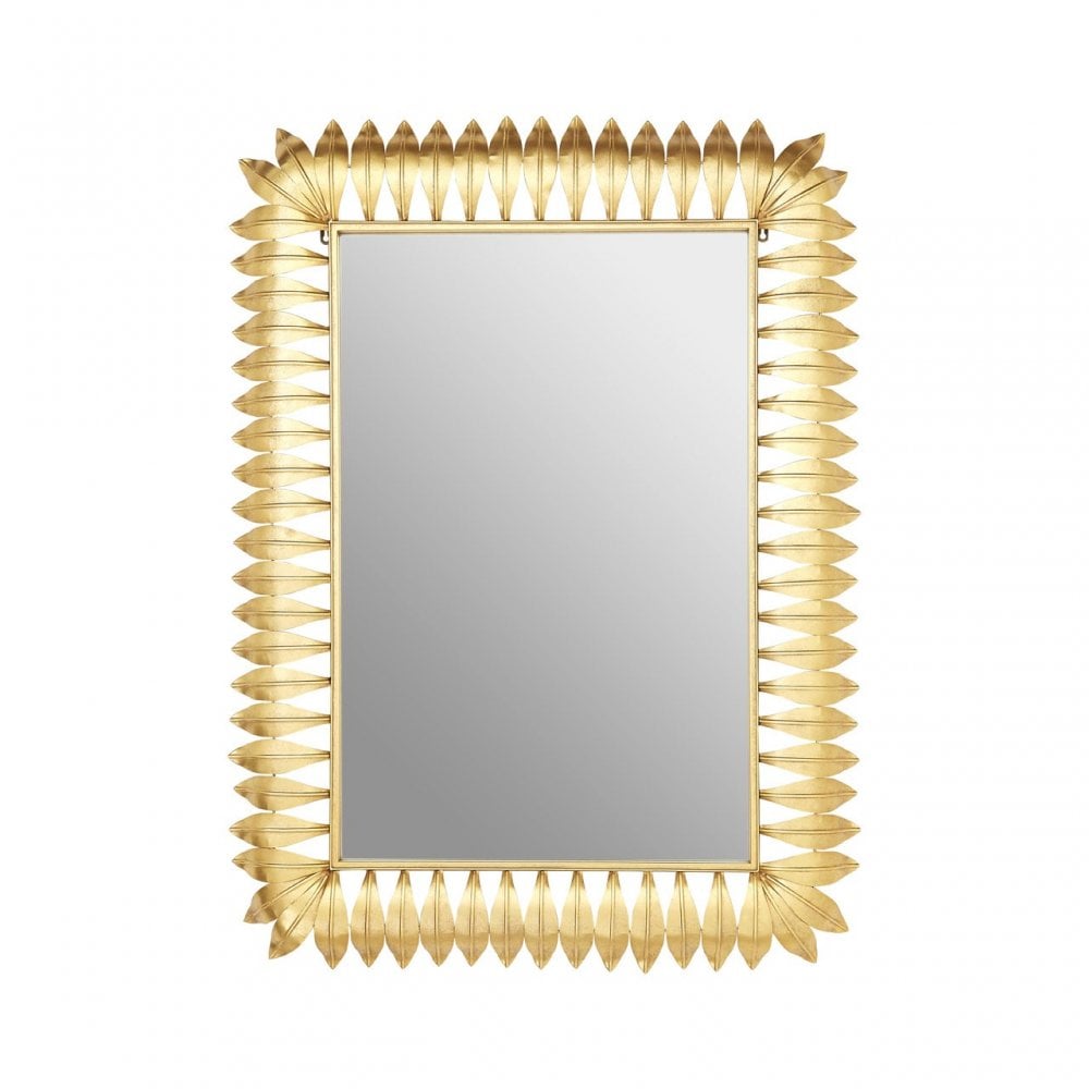 Merlin Gold Leaf Frame Wall Mirror, Iron, Mirrored Glass, Gold