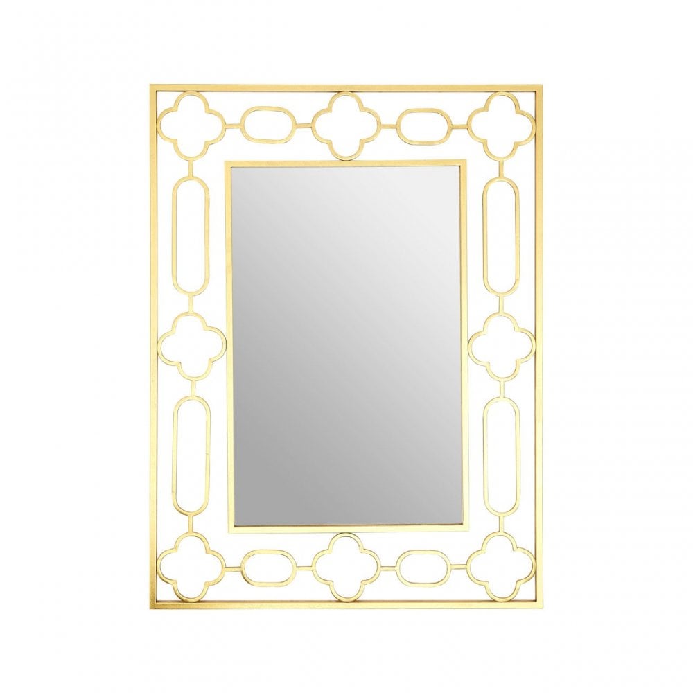 Merlin Gold Leaf Wall Mirror, Iron, Mirrored Glass, Gold