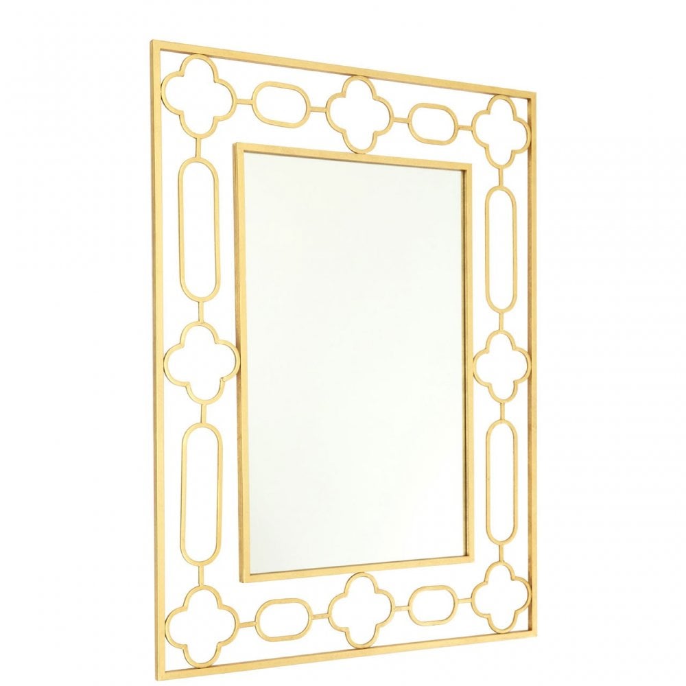 Merlin Gold Leaf Wall Mirror, Iron, Mirrored Glass, Gold