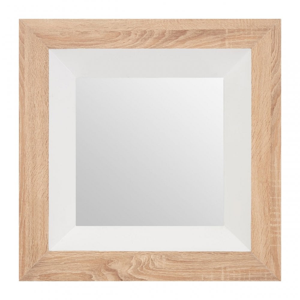 Wood Wall Mirror, Wood, Mirrored Glass, Natural