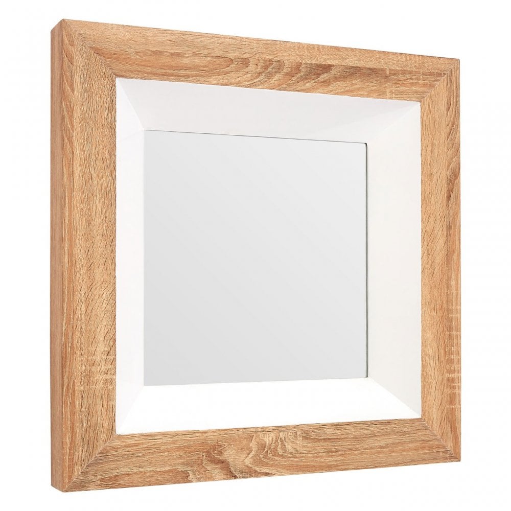 Wood Wall Mirror, Wood, Mirrored Glass, Natural