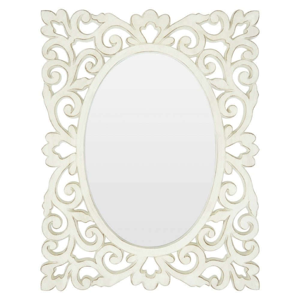 Stansie Wall Mirror, Mirrored Glass, White