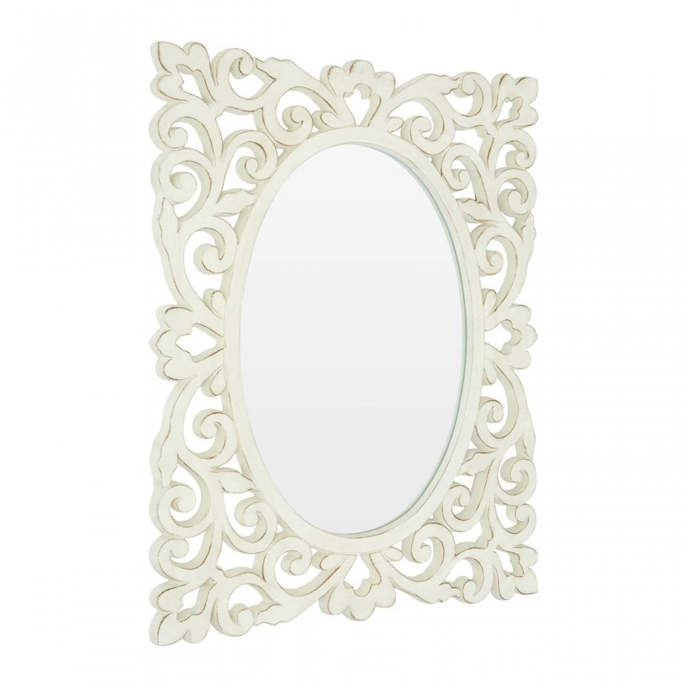 Stansie Wall Mirror, Mirrored Glass, White