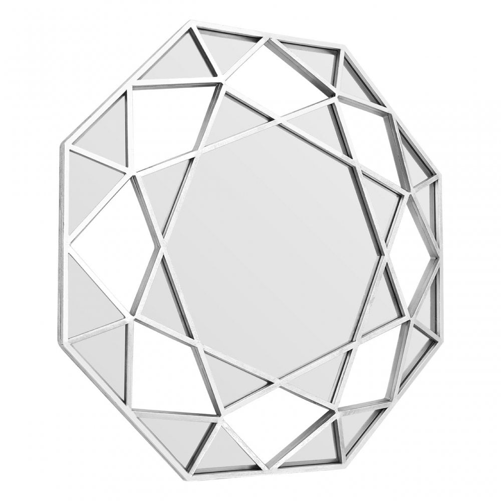 Marcia Faceted Octagonal Wall Mirror, Glass, Silver