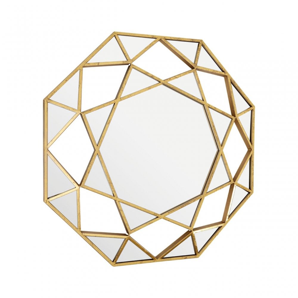 Marcia Faceted Octagonal Wall Mirror, Glass, Gold