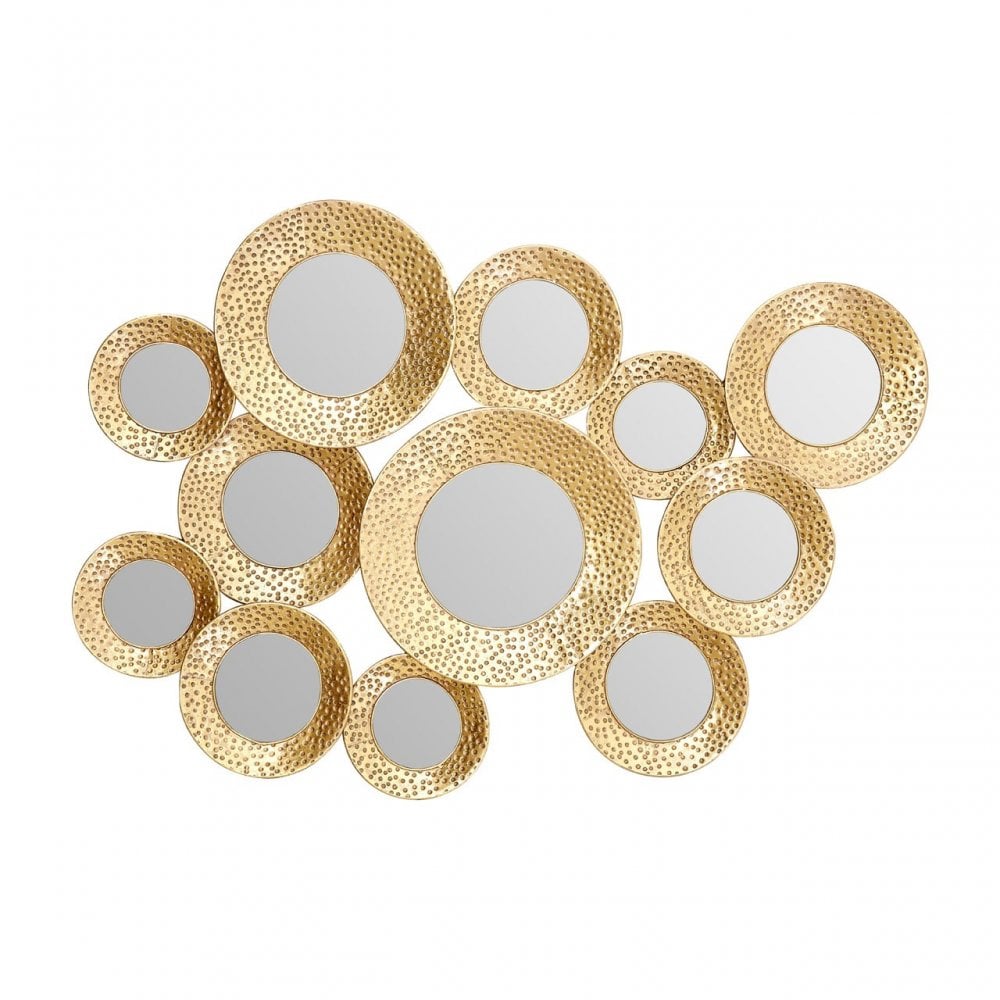 Marcia Hammered Gold Wall Mirror, Glass, Gold