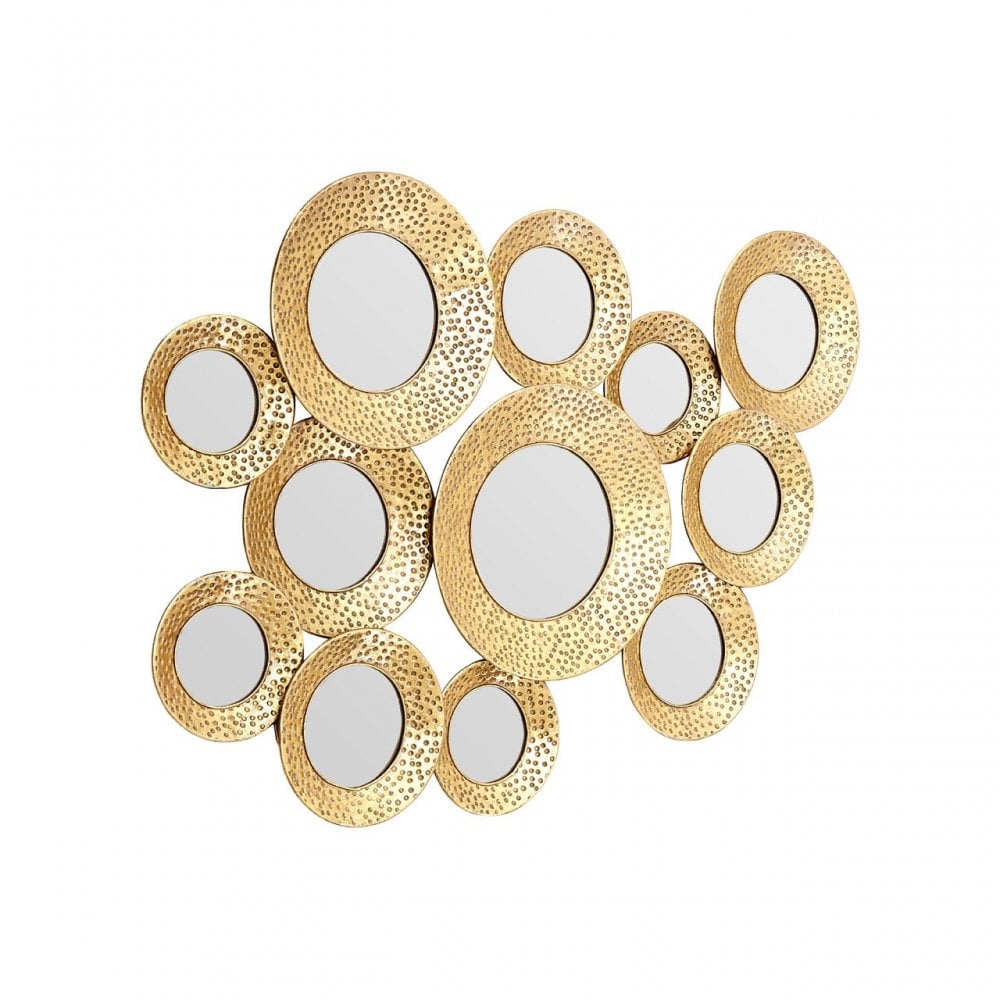 Marcia Hammered Gold Wall Mirror, Glass, Gold