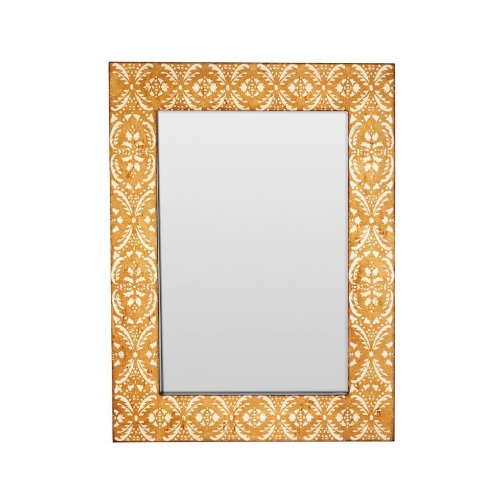 Damask Wall Mirror, Wood, Mirrored Glass