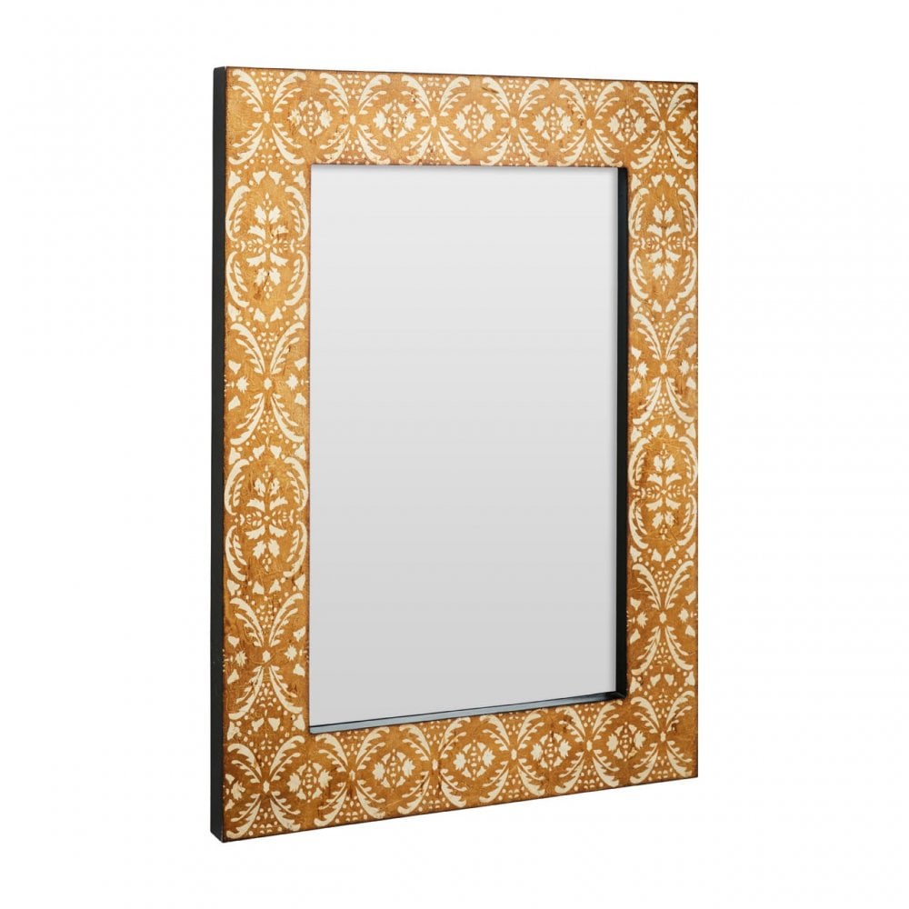 Damask Wall Mirror, Wood, Mirrored Glass