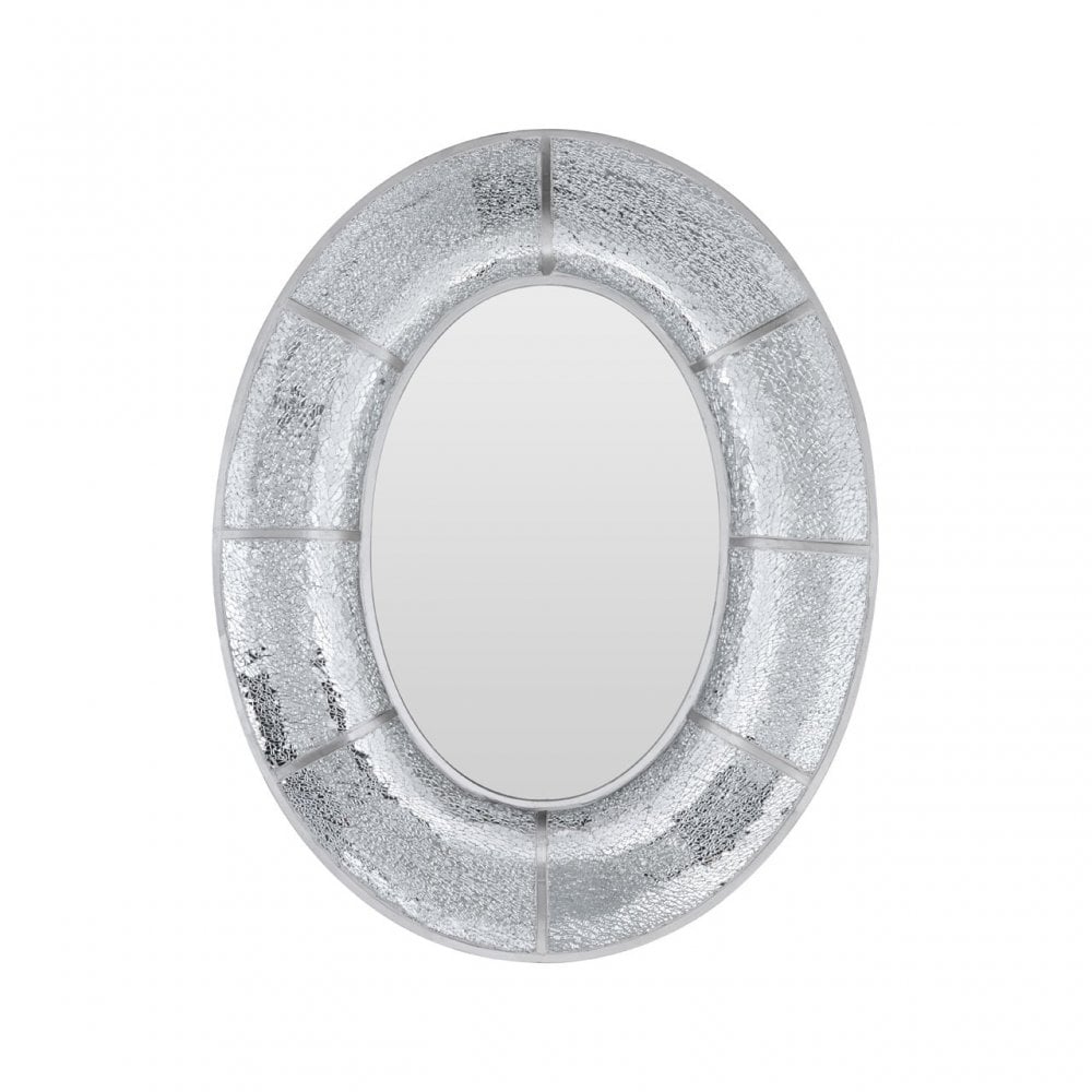 Wren Oval Wall Mirror, Wood, Mirrored Glass, Silver