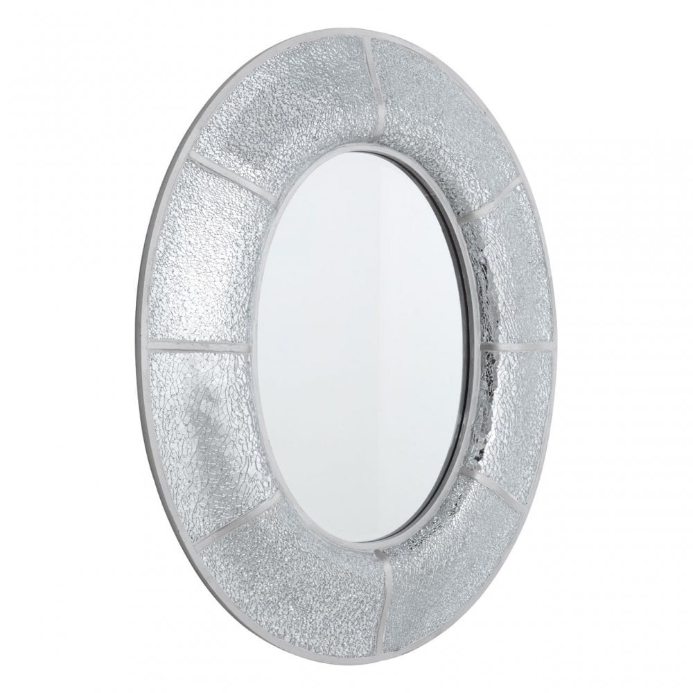 Wren Oval Wall Mirror, Wood, Mirrored Glass, Silver