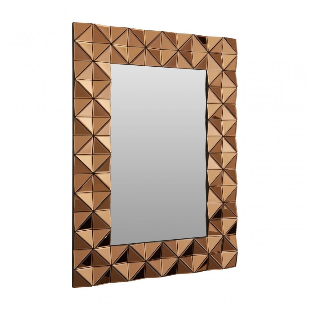 Soho Copper Wall Mirror, Wood, Mirrored Glass, Copper