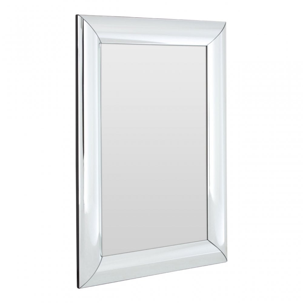 Rectangular Wall Mirror, Wood, Mirrored Glass, Silver