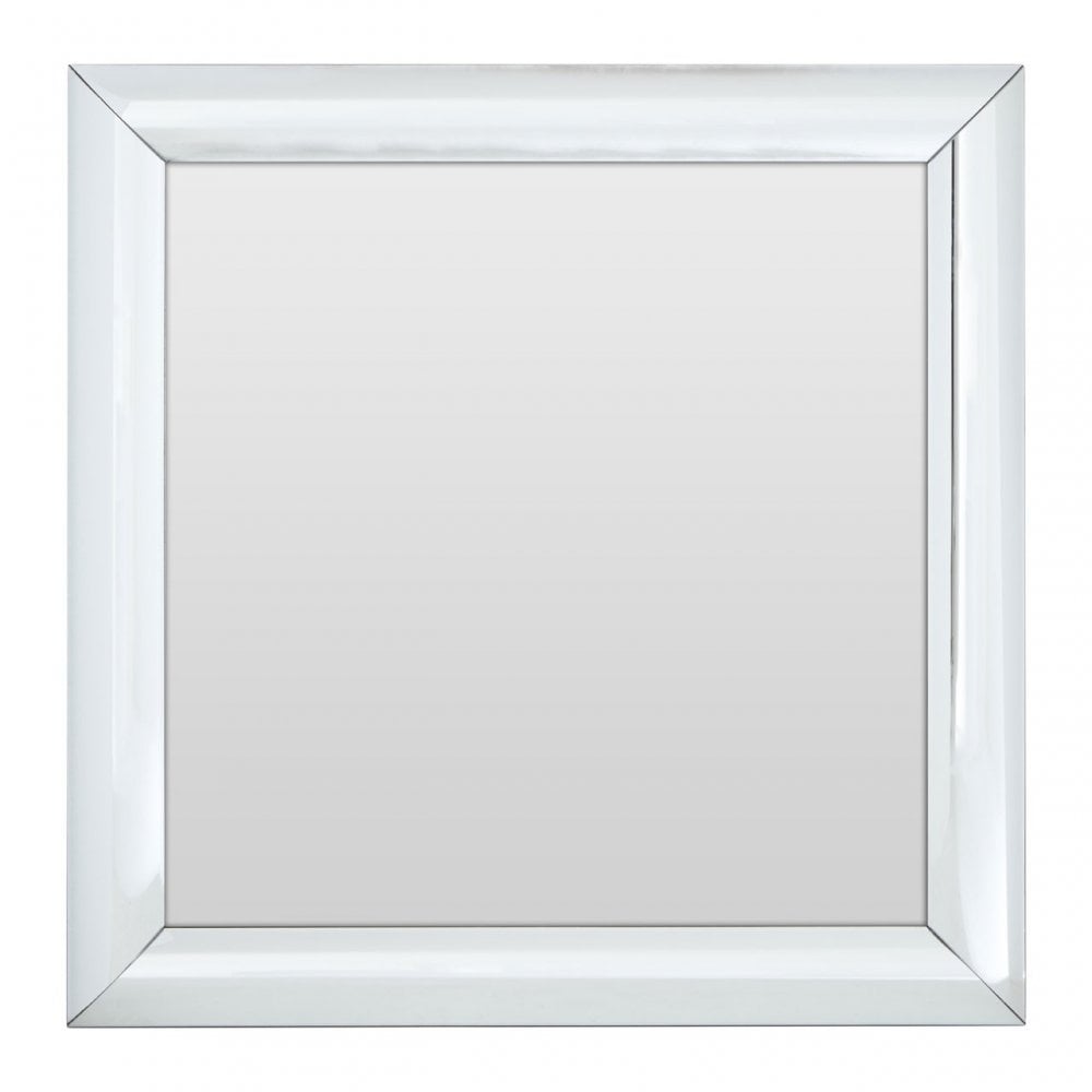 Square Wall Mirror, Wood, Mirrored Glass, Silver