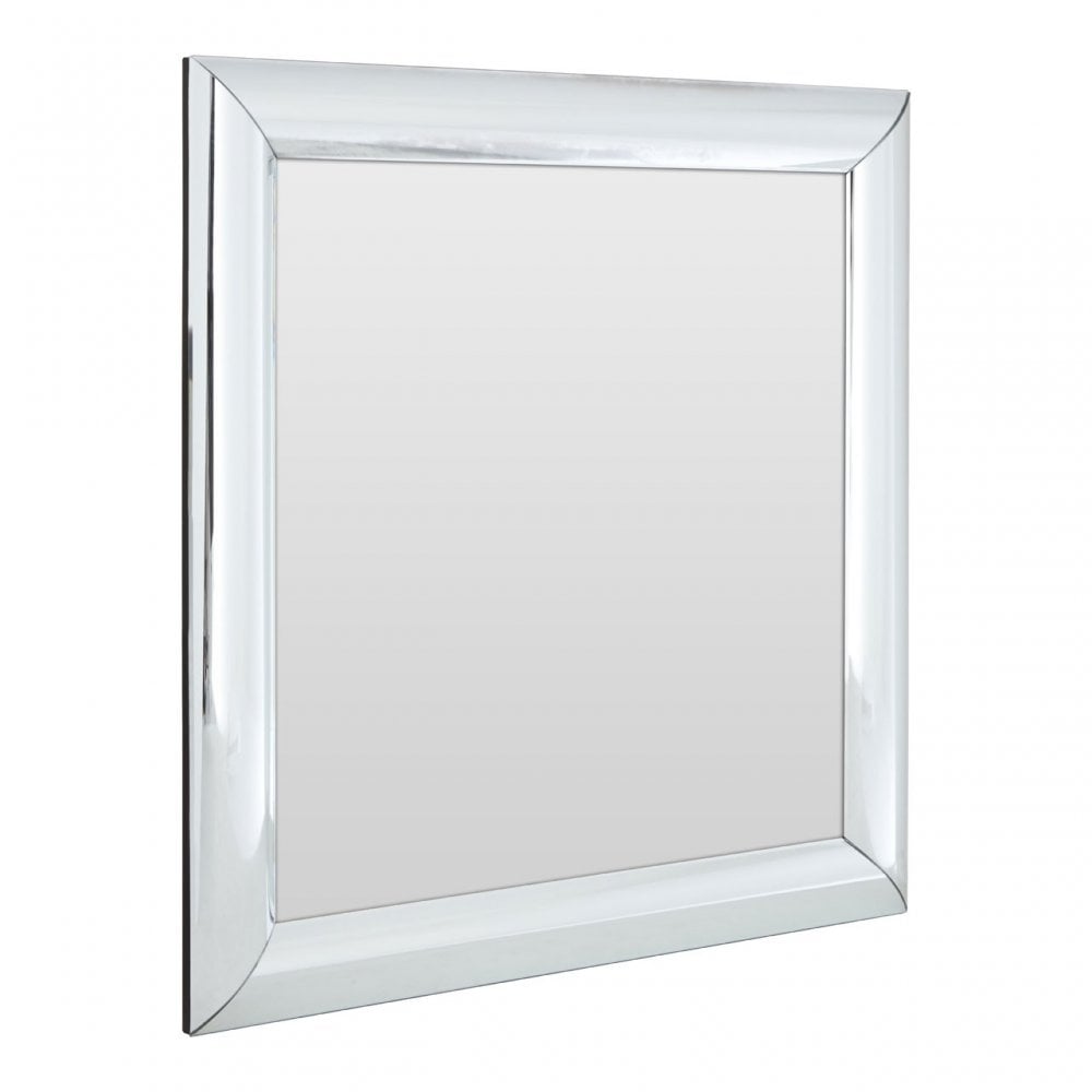 Square Wall Mirror, Wood, Mirrored Glass, Silver