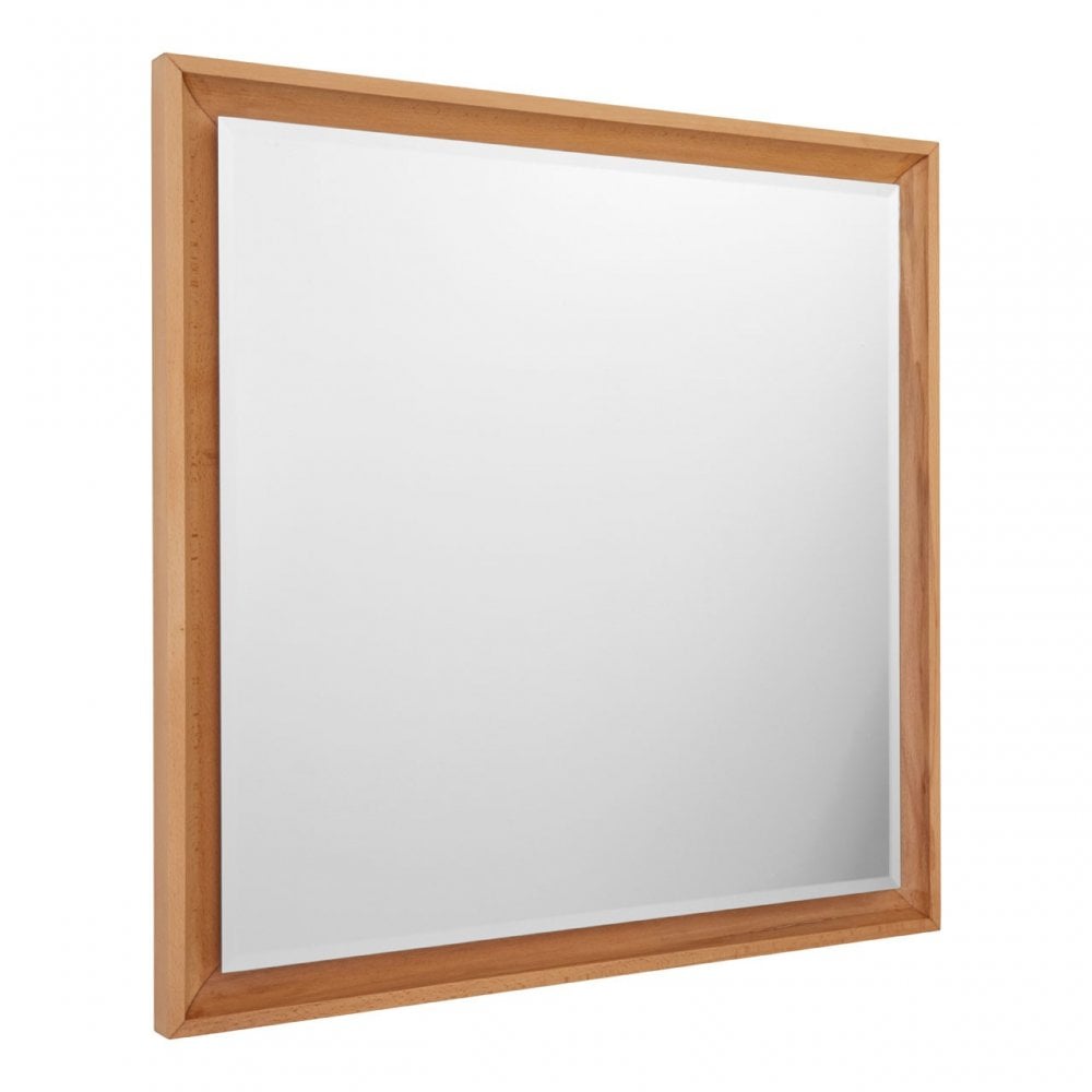 Tuskin Wall Mirror, Beechwood, Mirrored Glass