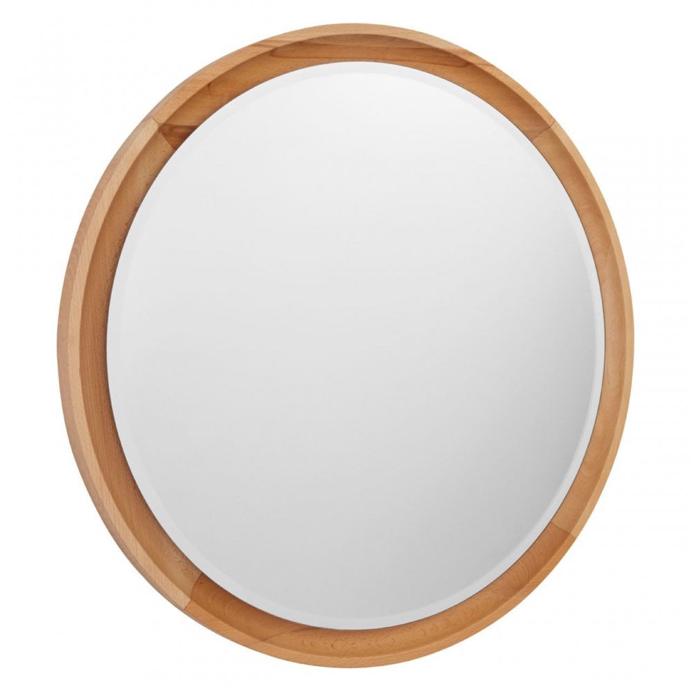 Tuskin Wall Mirror, Beechwood, Mirrored Glass