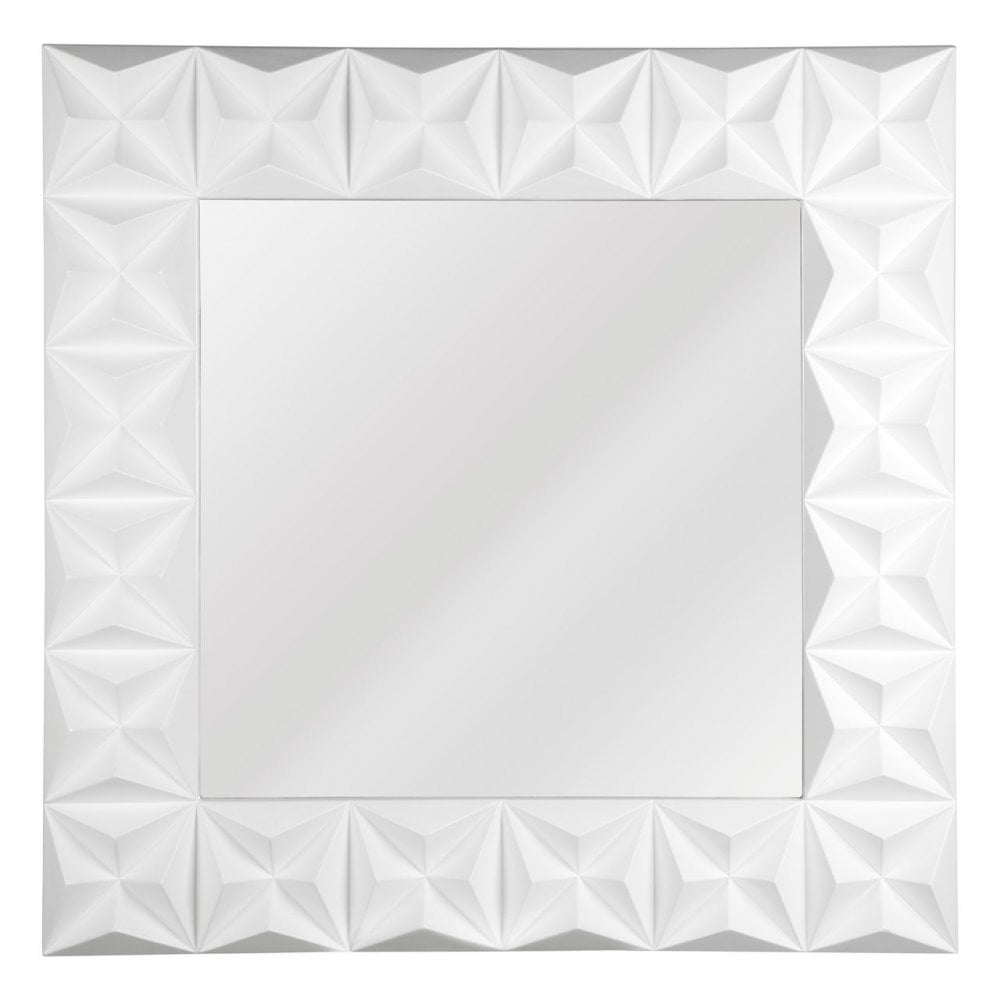 3D Effect Wall Mirror, Mirrored Glass, White