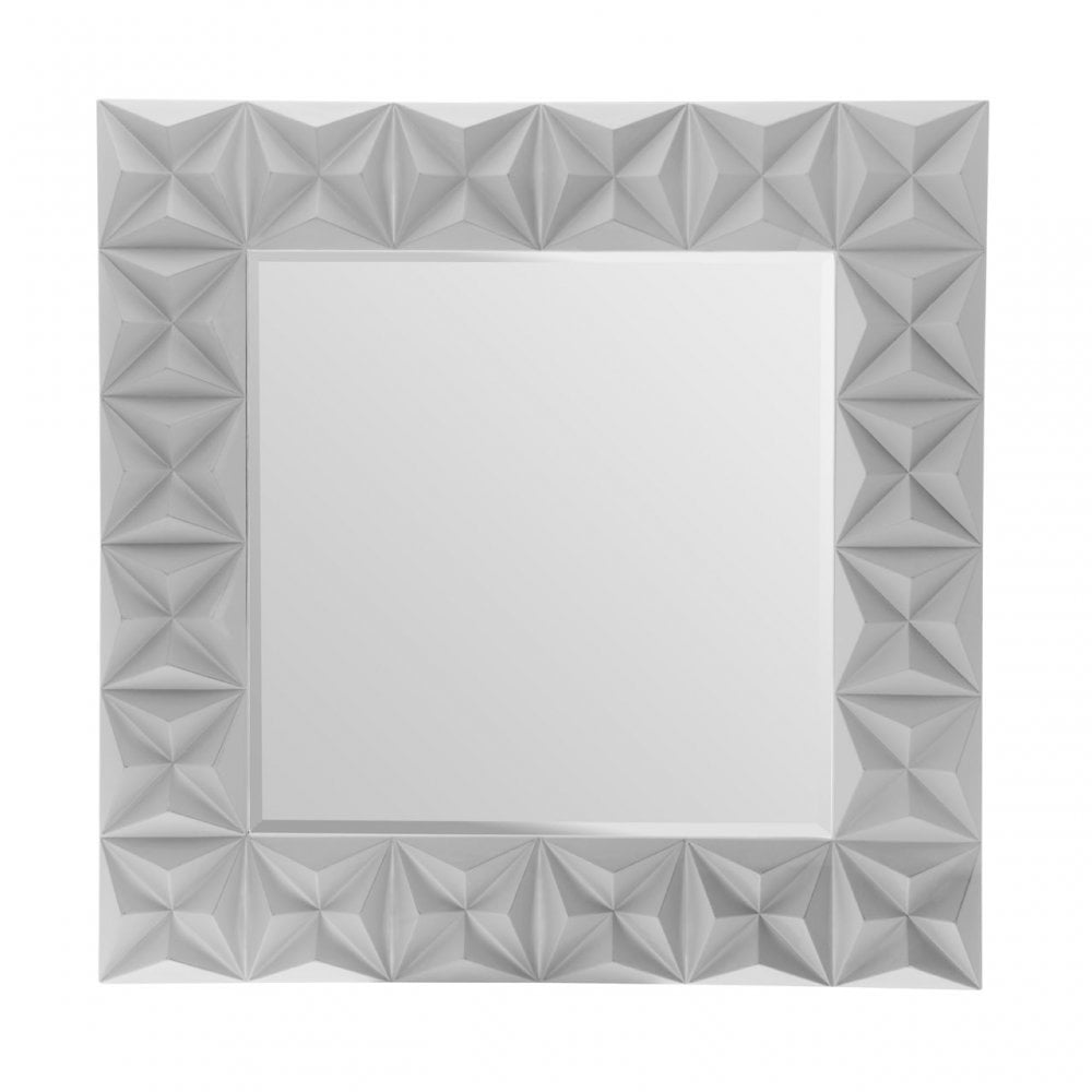 3D Effect Wall Mirror, Mirrored Glass, Grey