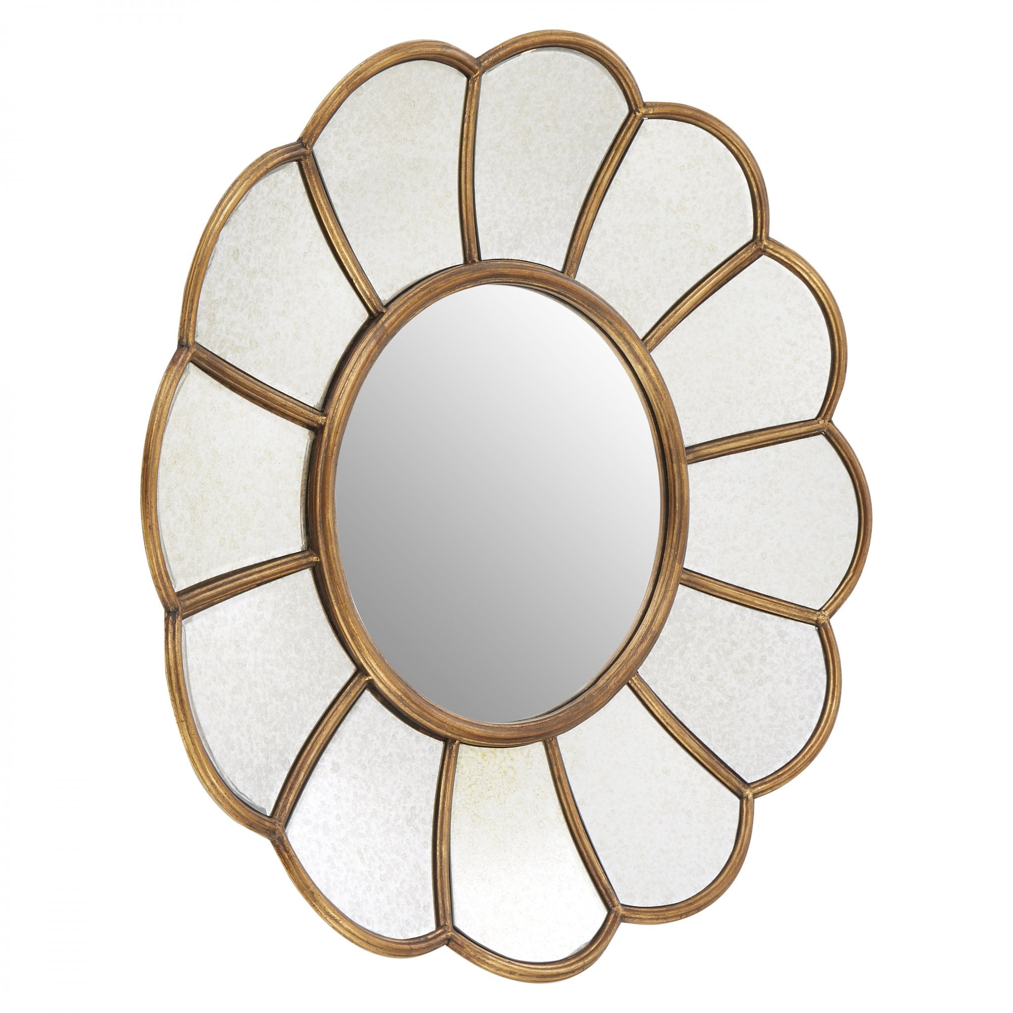 Verona Floral Wall Mirror, Mirrored Glass, Gold