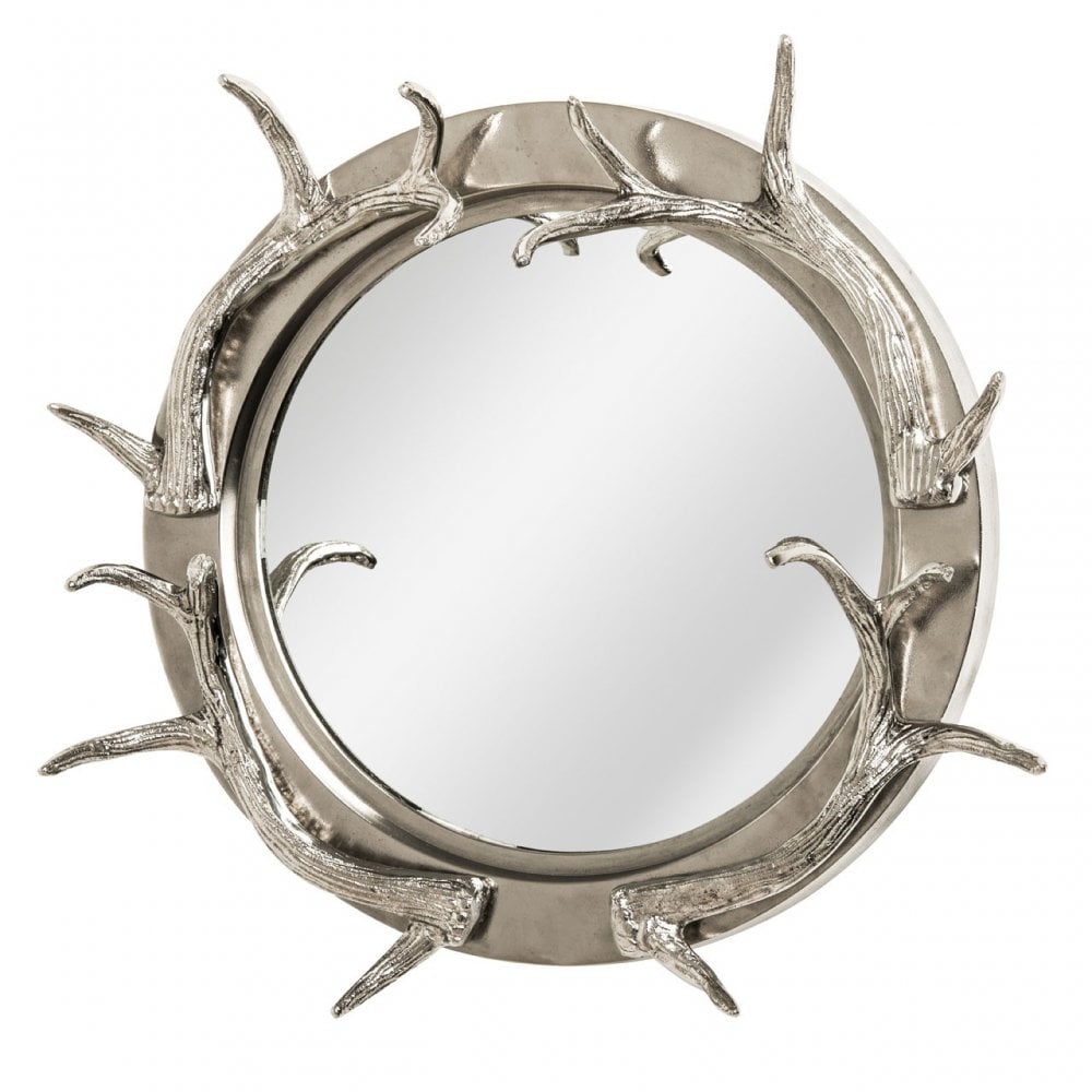 Rockclif Rockclif Antler Wall Mirror, Mirrored Glass, Steel, Silver