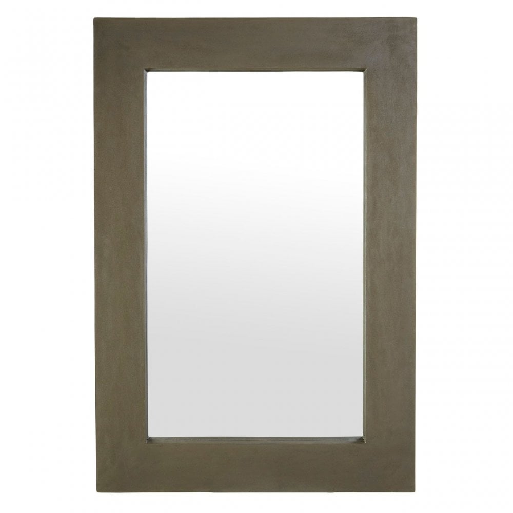 Baxter Wall Mirror, Cement Finish, Mirrored Glass, Grey