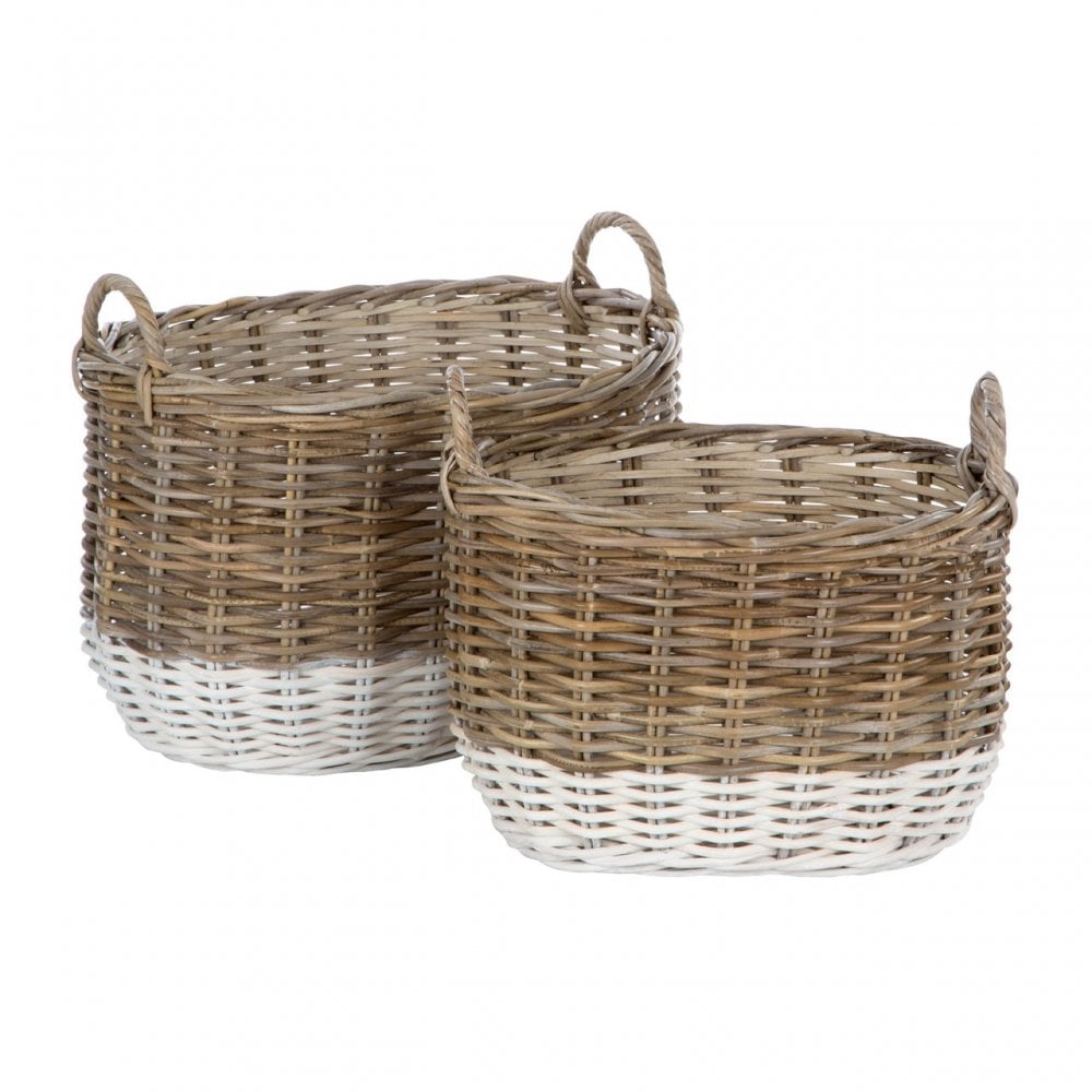 Hampstead Oval Storage Baskets, Kubu Rattan, Natural