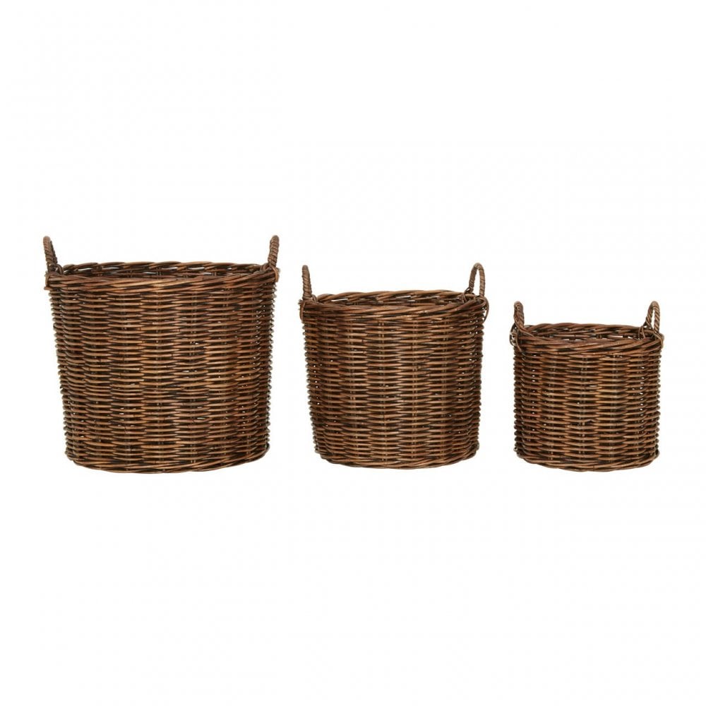 Ratallio Antique Brown Baskets, Kubu Rattan, Brown