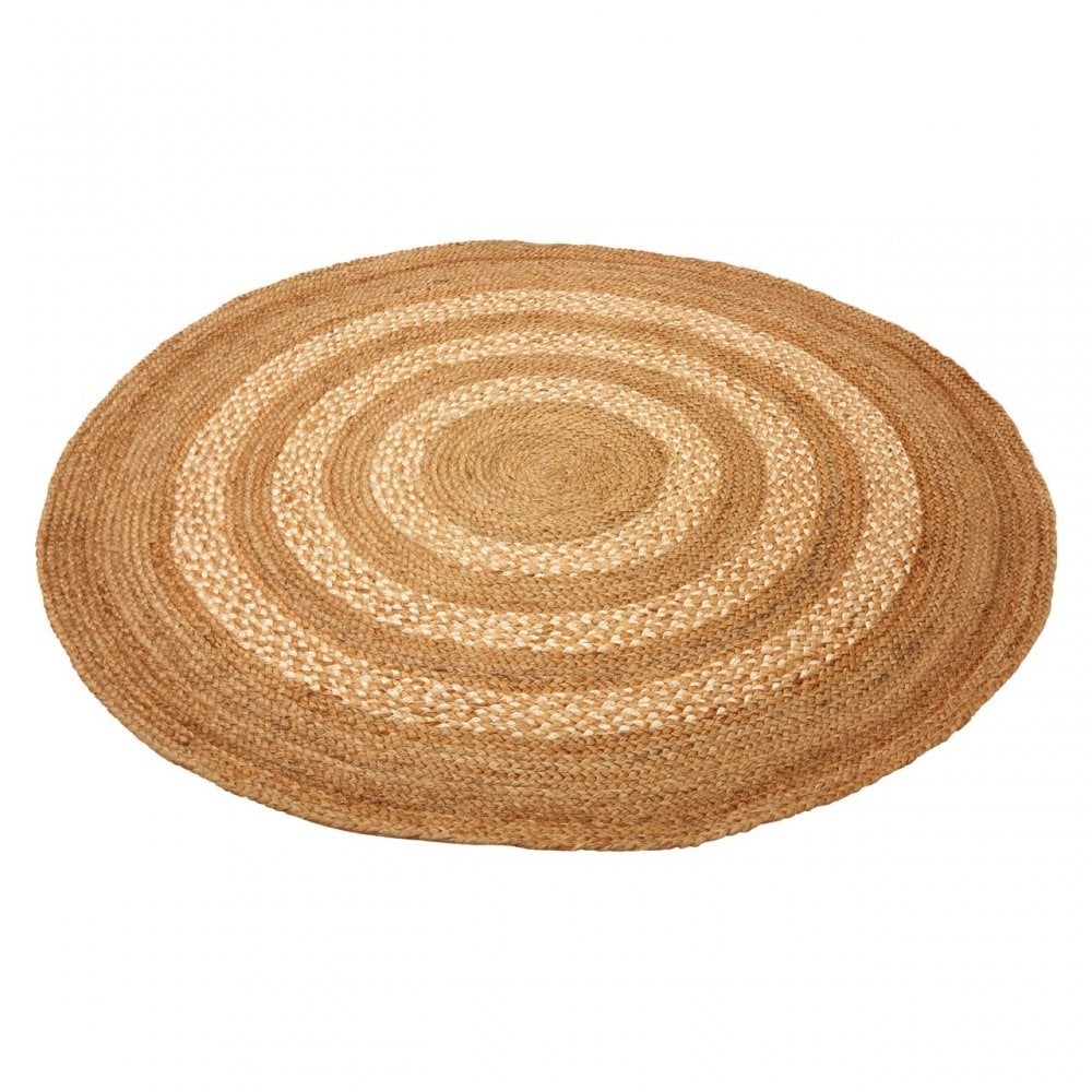 Stitch Jute Round Rug, Gold