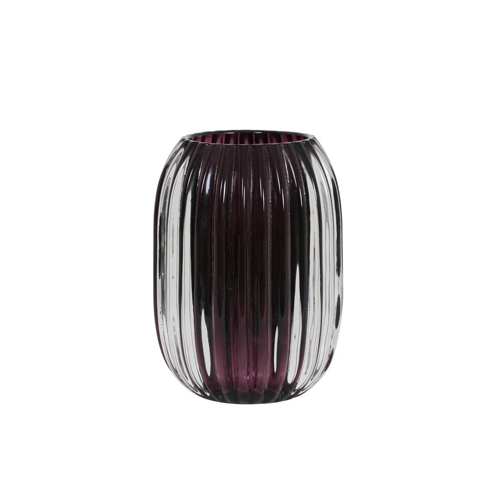 Tealight Ø9,5x13 cm PERTU clear glass+dark purple