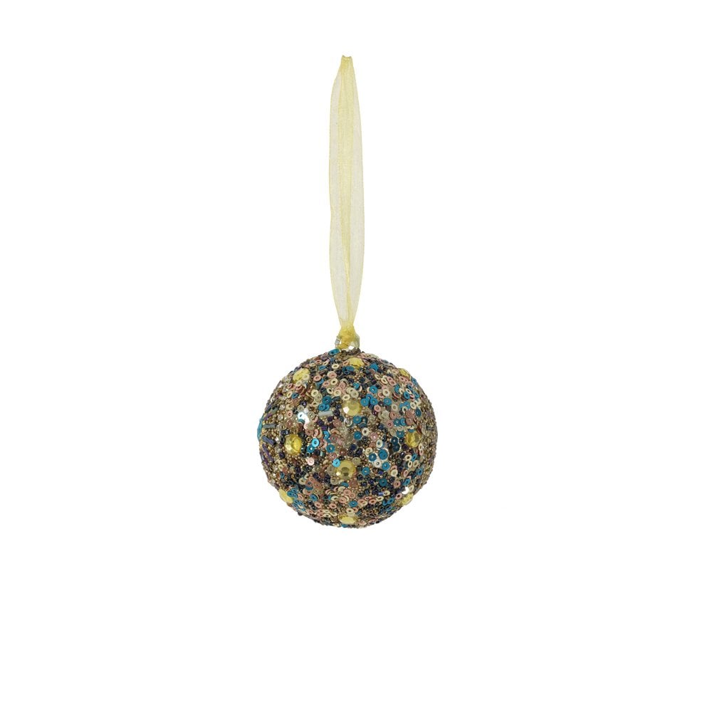 Christmas Bauble Round 7cm Nogil Gold-Blue