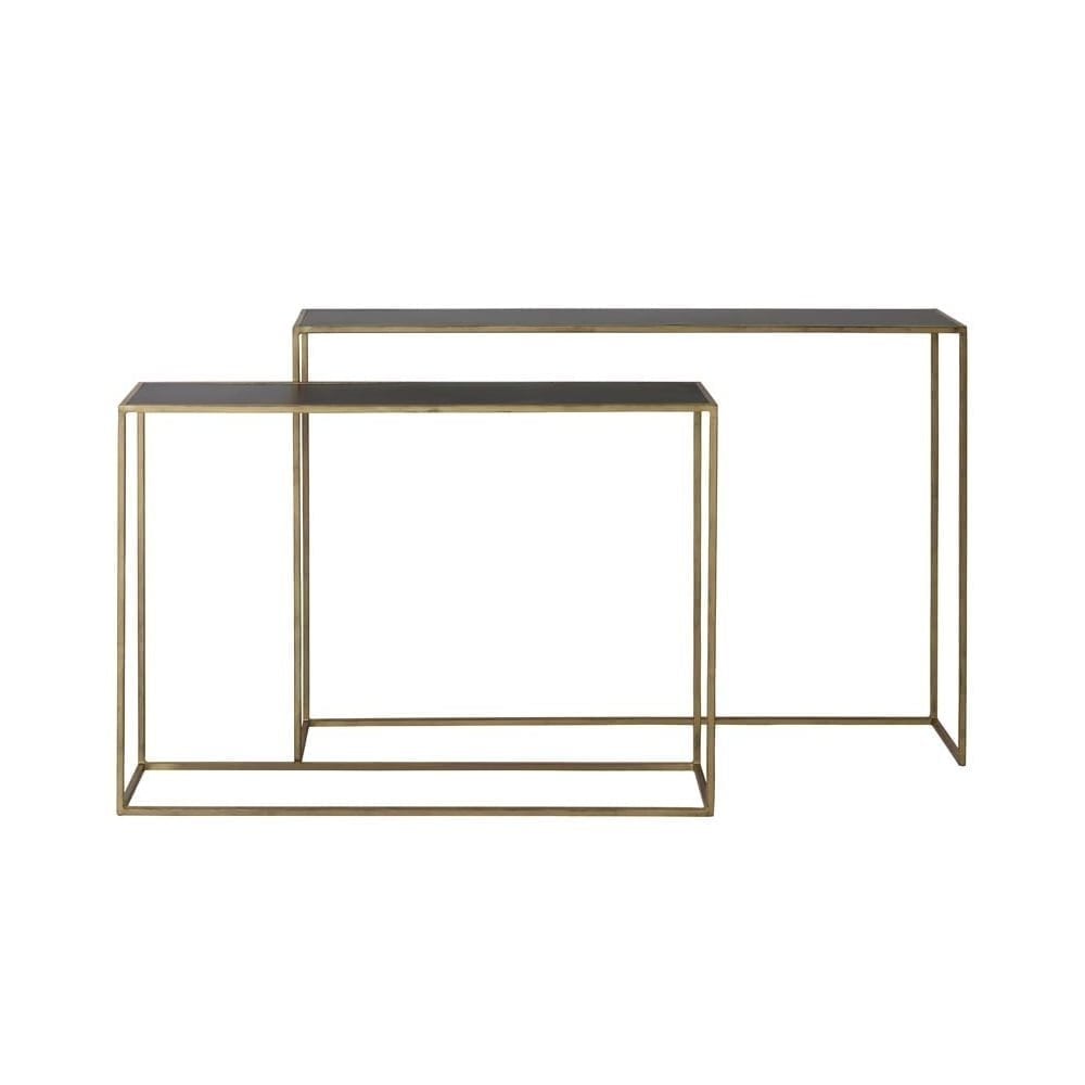 Boca Set of 2 Black Wash Gold Console Table