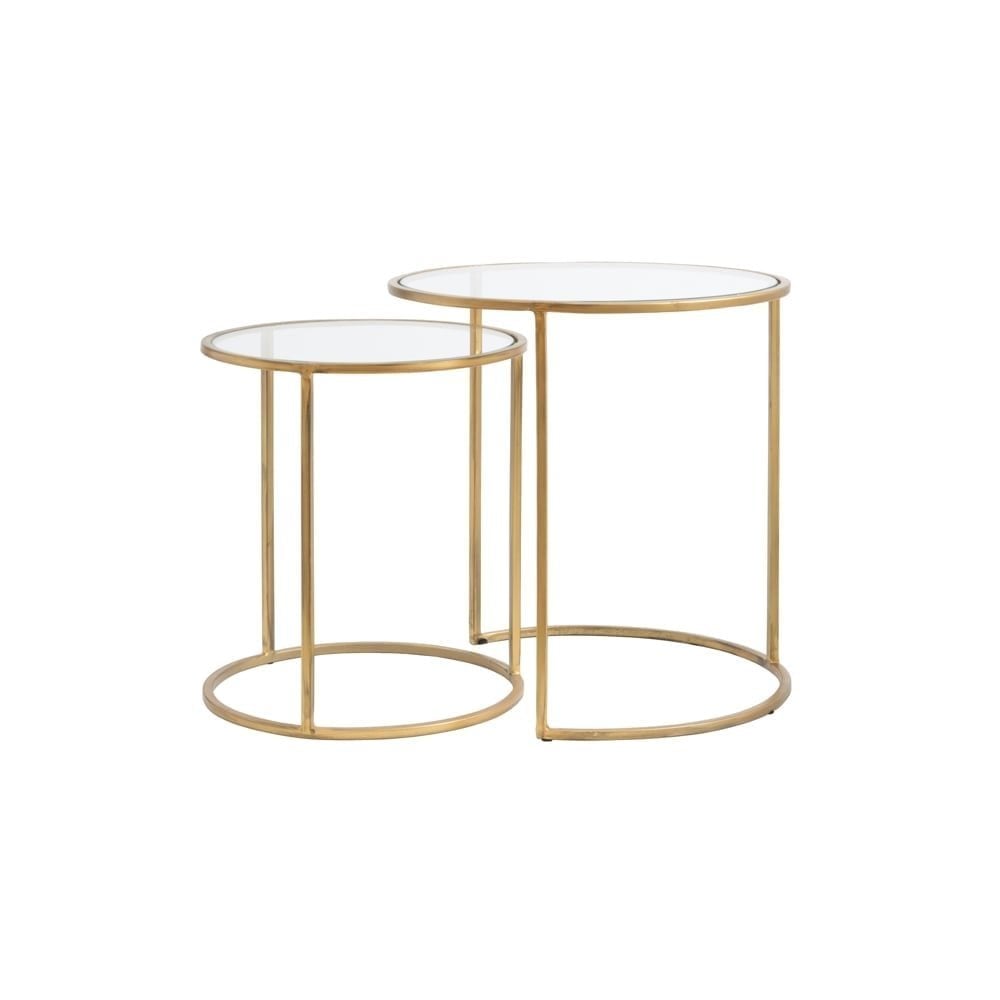 Round Nested Side Table Set, Duarte Glass and Gold