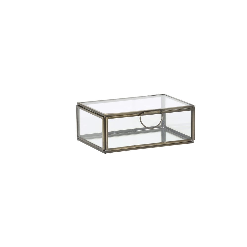 Deco Box 15.5x10.5x6cm Alessina Antique Bronze & Clear Glass