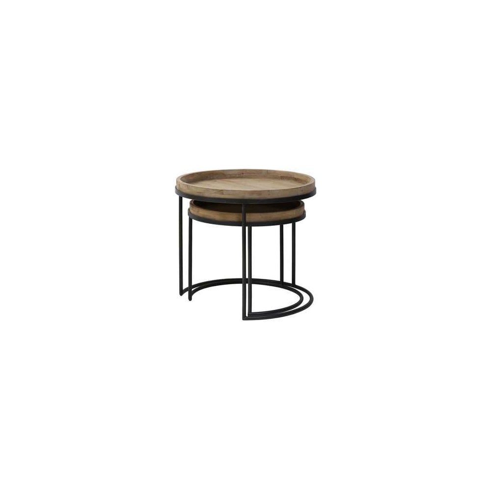 2 Set Side Table Copan Black & Wood (50x44 & 60x54cm)