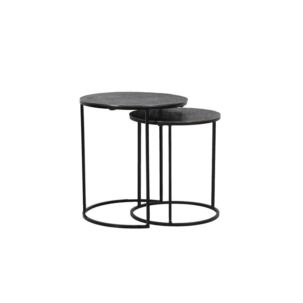 Side Table 2 Set 41x46 & 49x52cm Rengo Texture Black Nickel