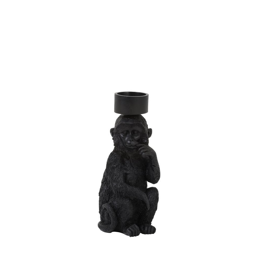 Tea Light Holder 9.5x11x21cm Monkey Black