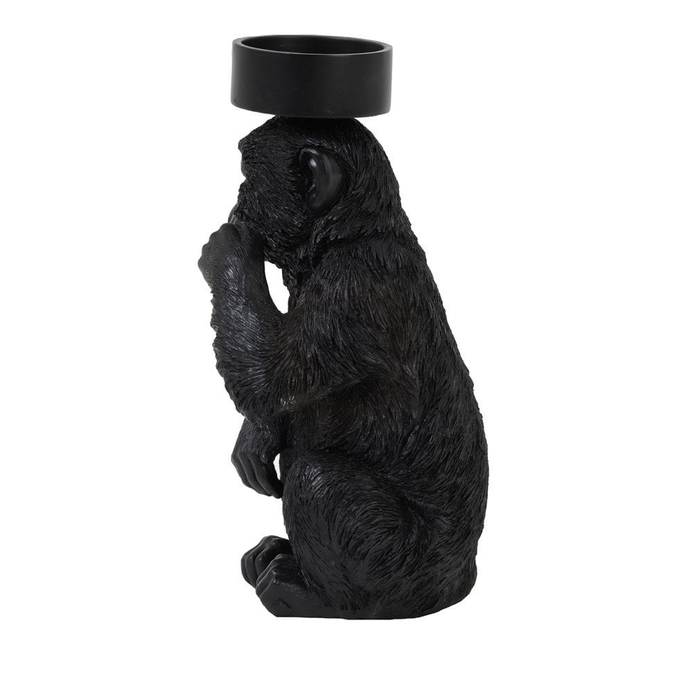 Candle Holder 16.5x15x32cm Monkey Black