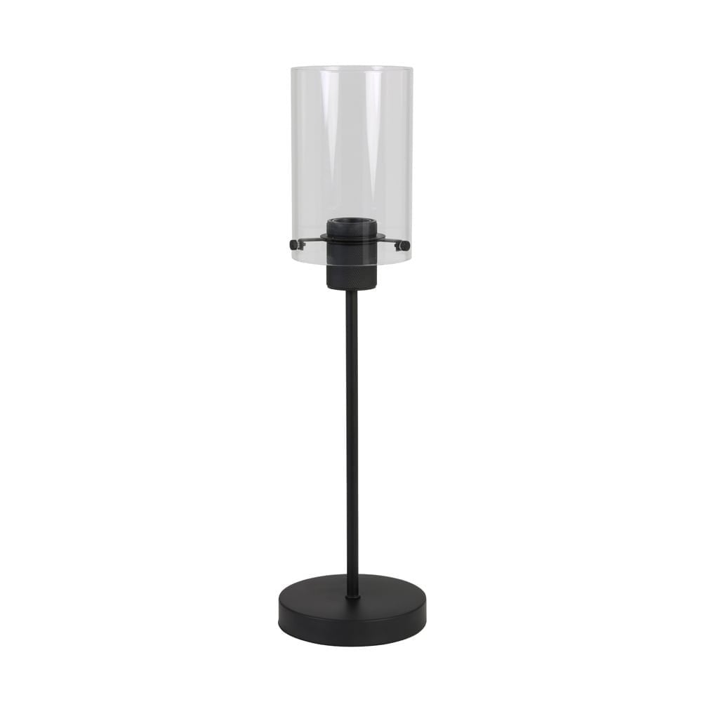 Vancouver Matted Black Finish with Clear Glass Tube Table Lamp