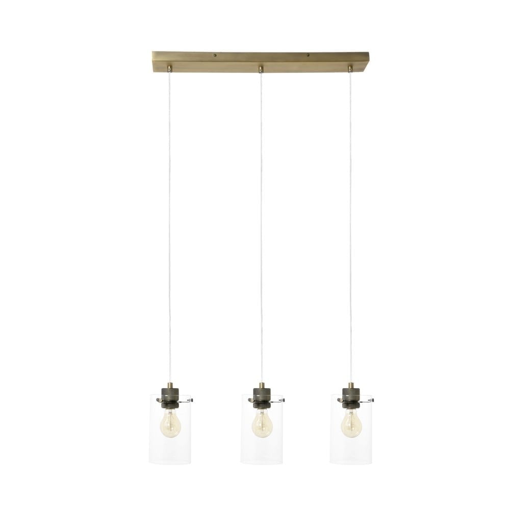 Hanging Pendant Lamp 3 Bulb 65x12x18.5cm Vancouver Ant.Bronz Glass