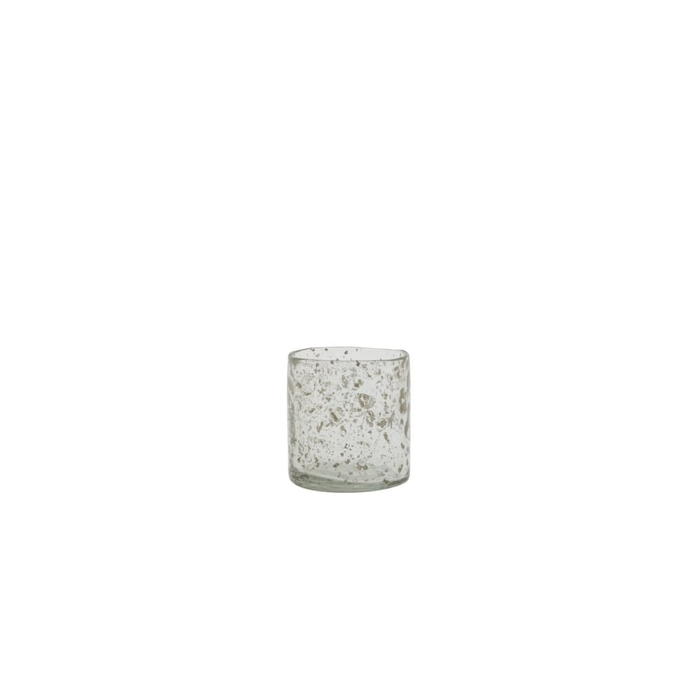 Tealight 8x8.5cm Tamba Glass Stone Finish Clear