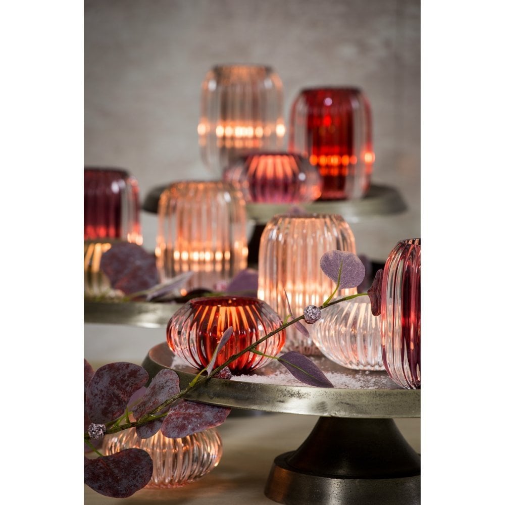 Tealight 11x6.5cm Pertu Clear Glass, Burgundy