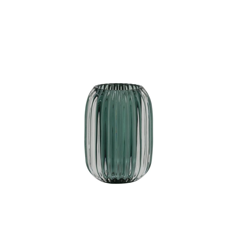 Tealight 9.5x13cm Pertu Clear Glass Dark Green