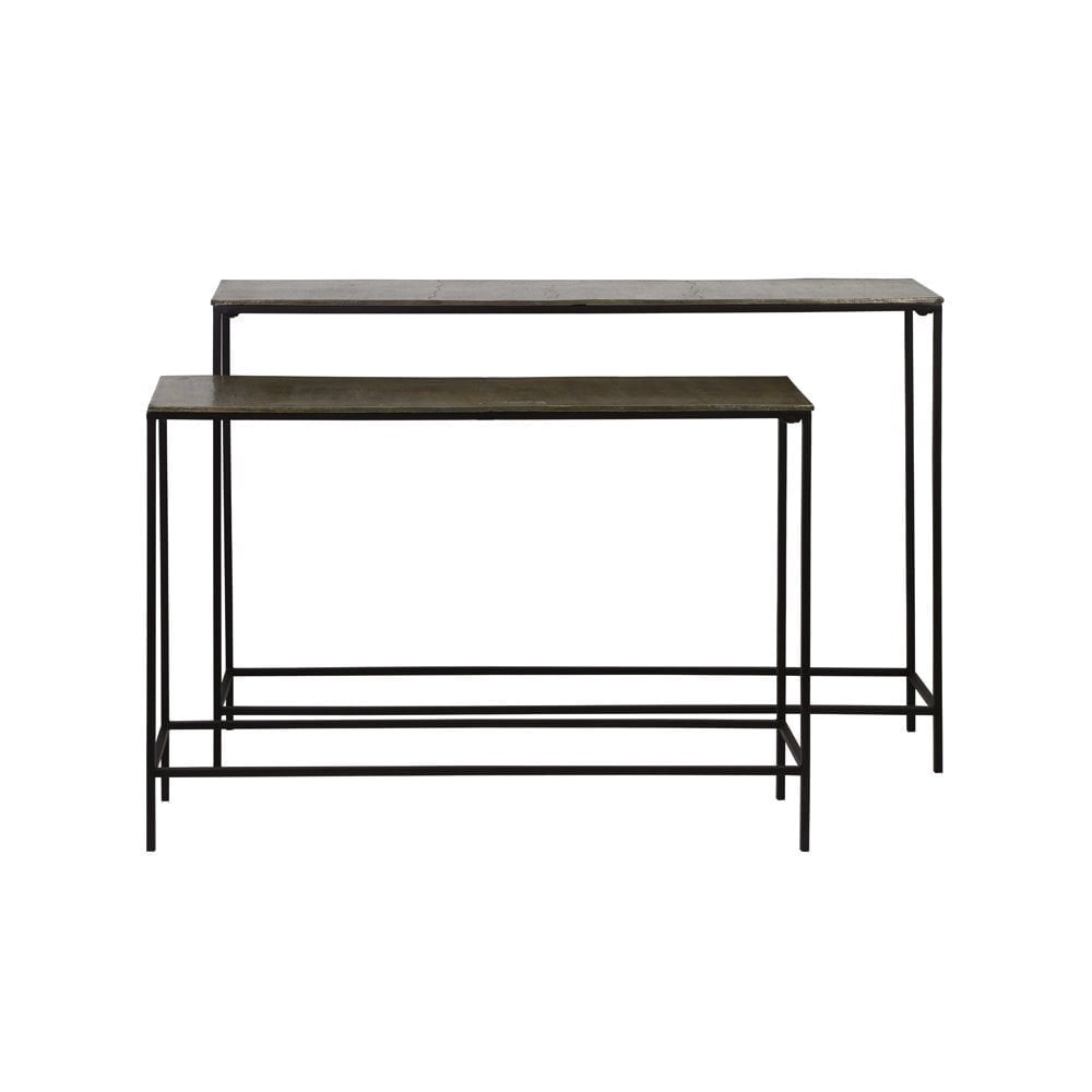 Hartsville Dark Brown Bronze Set of 2 Dual Console Tables