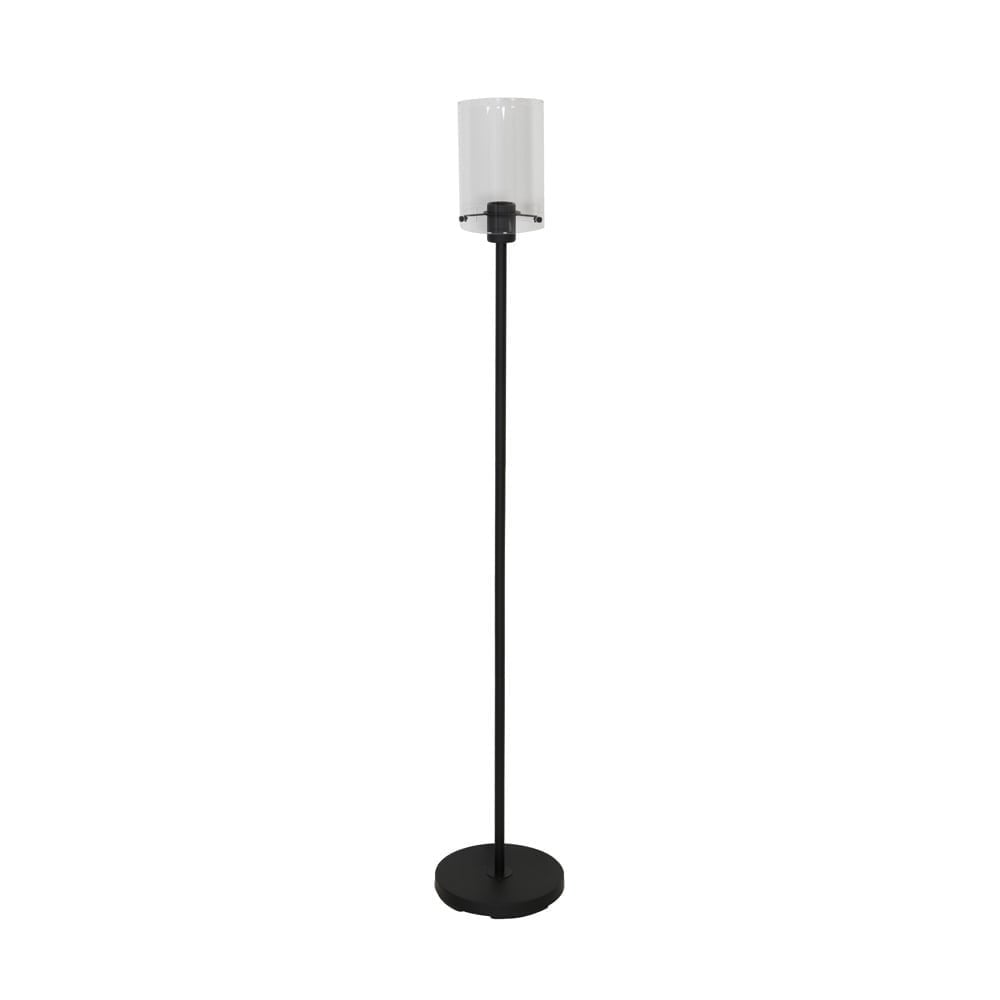 Vancouver Matted Black Floor Lamp with Glass Shade