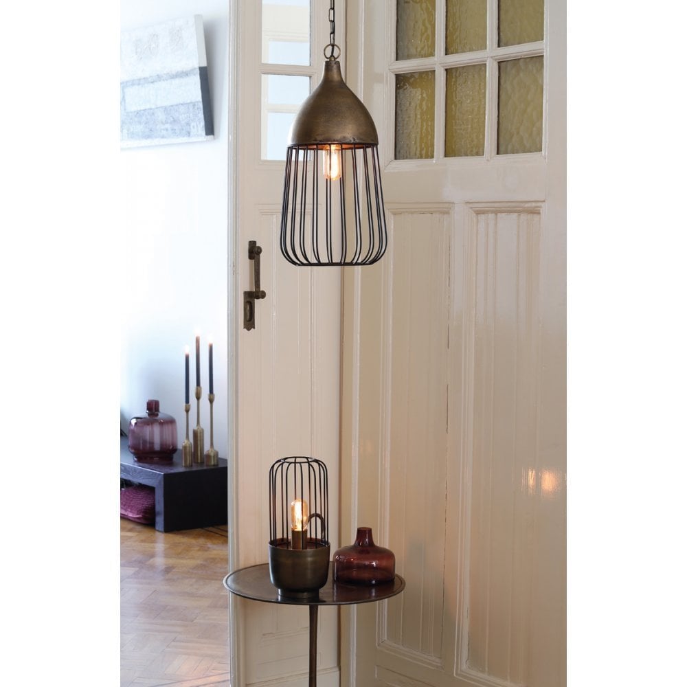 Hanging Pendant Lamp D24X48Cm Undine Antique Bronze And Black