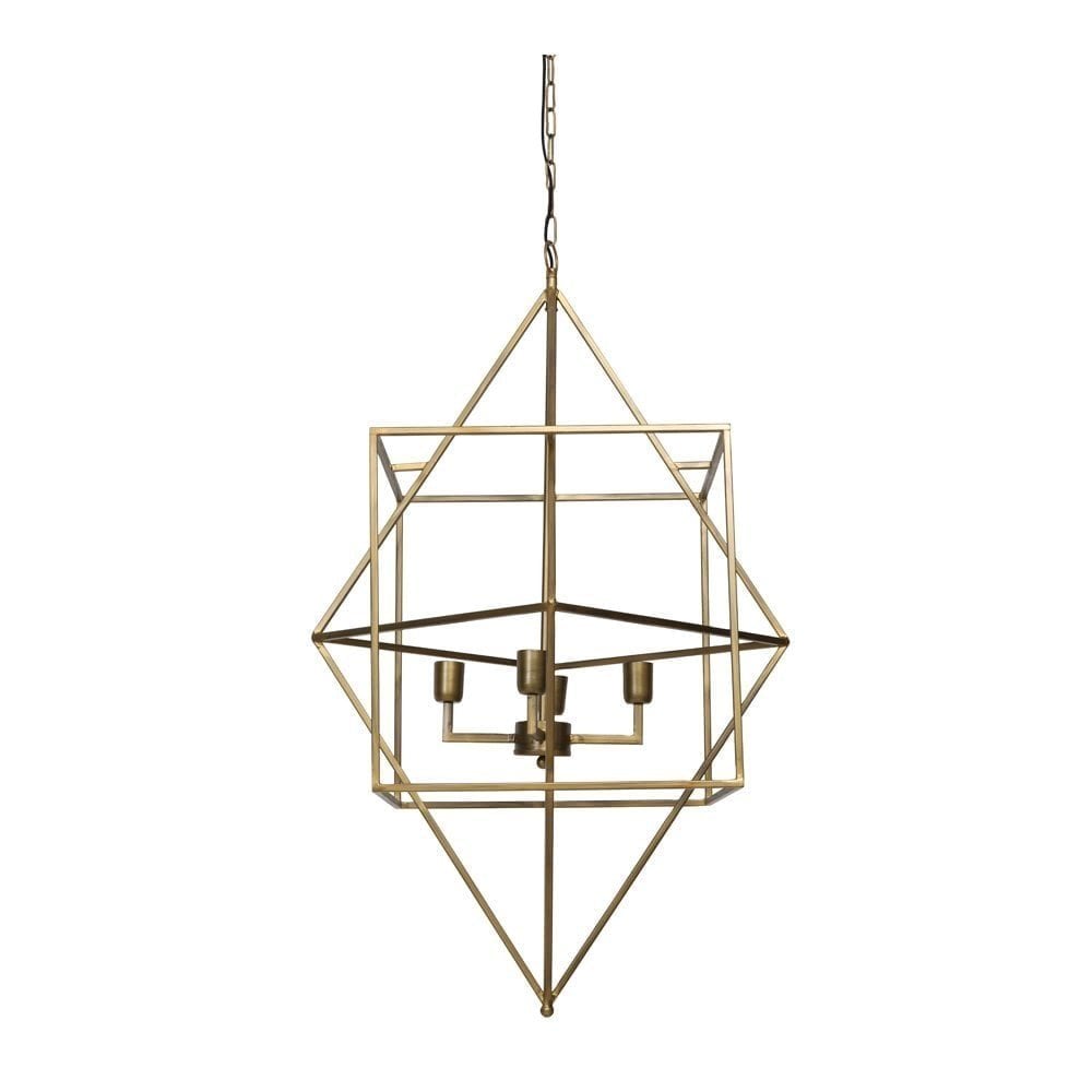 Hanging Lamp 4 Bulb 66x107cm Baula Antique Gold