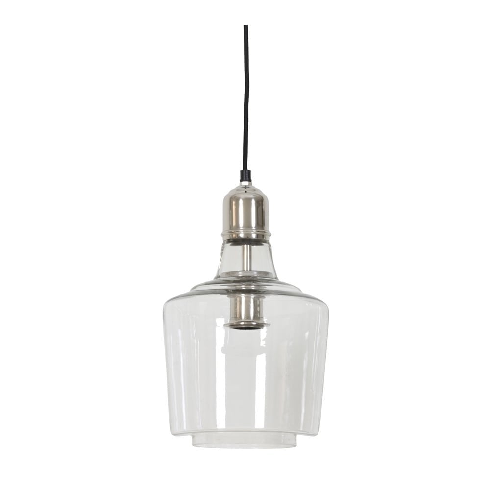 Hanging Pendant Lamp D21x34cm Yole Glass Nickel